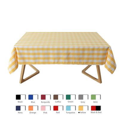 maxmill Checkered Rectangle Tablecloth Water Resistance Wrinkle Free Spillproof Heavy Weight Gingham Plaid Table Cloth for Buffet Banquet Parties Holiday Dinner, 60 x 84 Inch Yellow and White