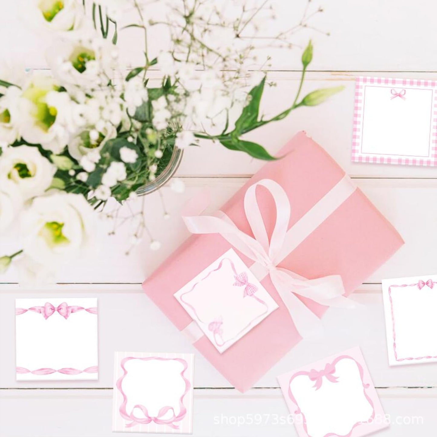 Cute Sticky Notes 3x3 Pink Bow Sticky Note Pads Aesthetic Coquette Bows Note Pad Self-Stick Ribbon Bowknot Stickey Notes Memo Pad Stationery Study School Essentials Desk Office Teacher Supplies