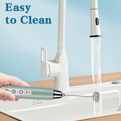 Milk Frother Handheld for Coffee, Electric Whisk 3 Speed Adjustable, Drink Mixer with Stainless 3 Whisks, Rechargeable Hand Frother Wand, Foam Maker for Latte Cappuccino Matcha Egg Silver