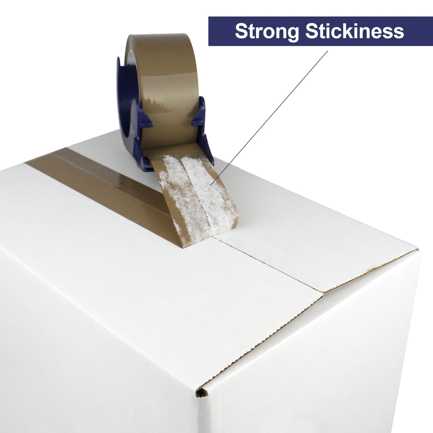 BOMEI PACK 2 Rolls Brown Noiseless Heavy Duty Packing Tape with Blue Dispenser, Packaging Tape 1.88 Inches x 60Yards, Industrial Grade Shipping Tape for Moving Packaging Shipping, Office & Storage