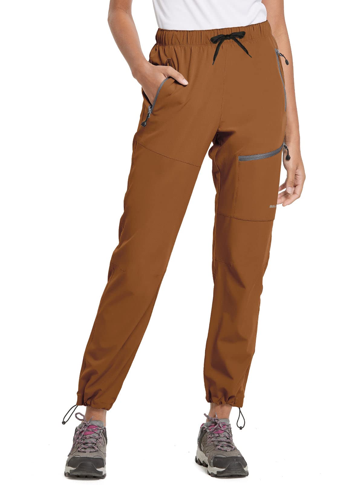 baleaf Travel Pants Women Hiking Long Tall Lightweight Quick Dry Water Resistant Cargo Pants 31'' Trip 31''-Caramel S