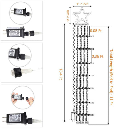 PUHONG Christmas Decoration, Outdoor Star String Lights, Christmas Tree Toppers Lights 320 LED 8 Modes with 12" Lighted Star for Halloween Christmas New Year Holiday Birthday Decor (Warm White)