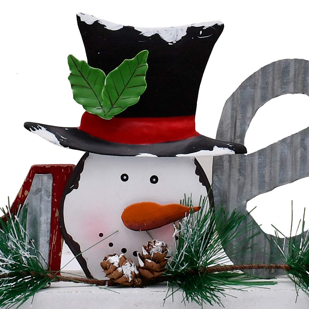 Wooden Tabletop Christmas Believe Sign Rustic Xmas Believe Merry Christmas Snowman Decorations for Home Rustic Believe Block Sign Farmhouse Fireplace Mantel Decor Xmas Winter Holiday Party Decor