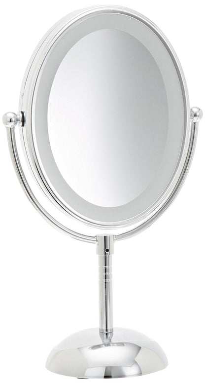 Conair Lighted Makeup Mirror, LED Vanity Mirror, 1X/7X Magnifying Mirror, Double Sided, Corded in Polished Chrome