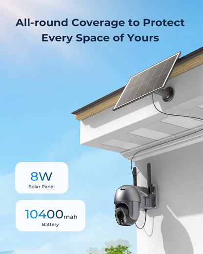 SEHMUA Solar Security Cameras Wireless Outdoor, 2K 360° View Battery Powered Outdoor Camera, WiFi Home Security with Spotlight Color Night Vision, PIR Sensor