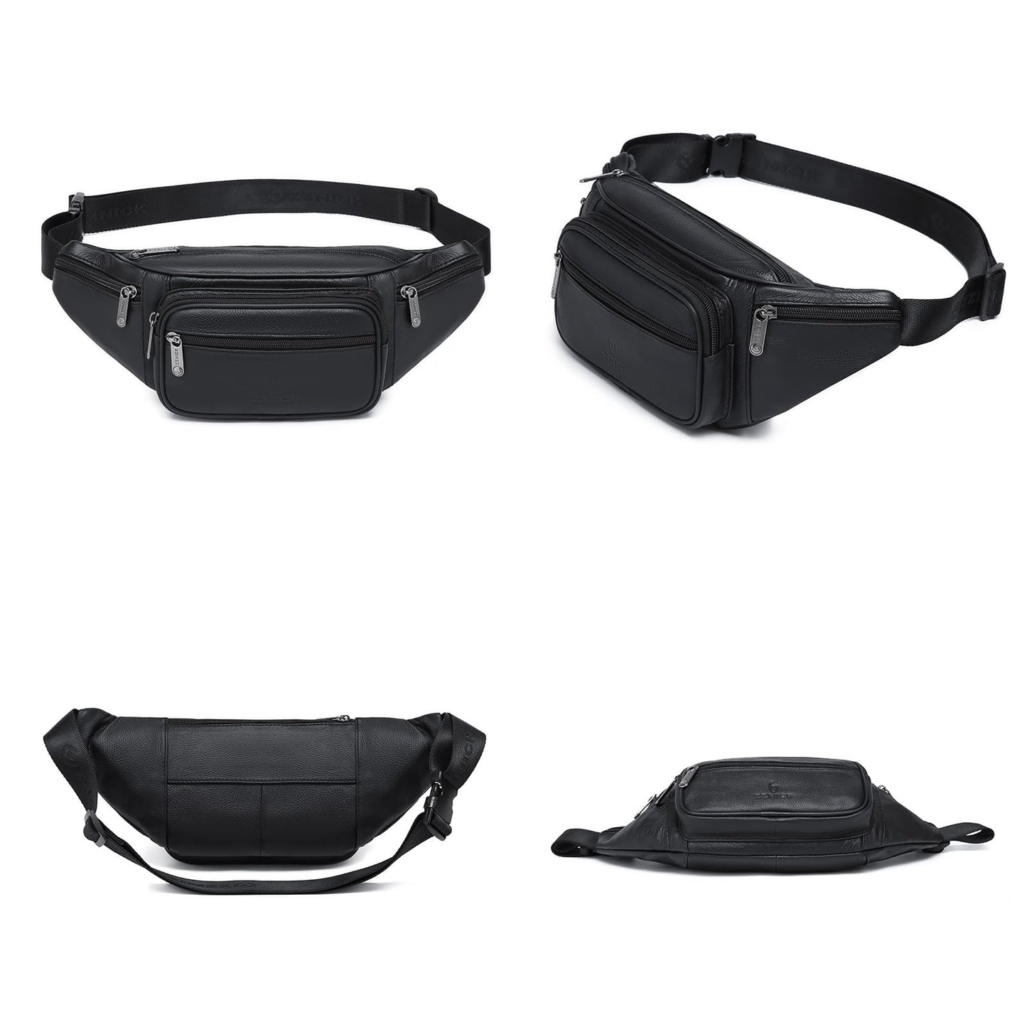 ZZNICK Genuine Leather Fanny Pack/Waist Bag/Organizer with Adjustable Belt, Multiple Pockets For Men and Women