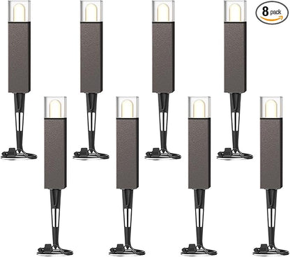 GOODSMANN 8PK Bollard Landscape Lighting Kit 2W LED Low Voltage Square Pathway Lights 100 Lumen 2700K Warm White Outdoor Hardwired Walkway Lights Brown Finish Path Lights with Connectors Metal Stakes