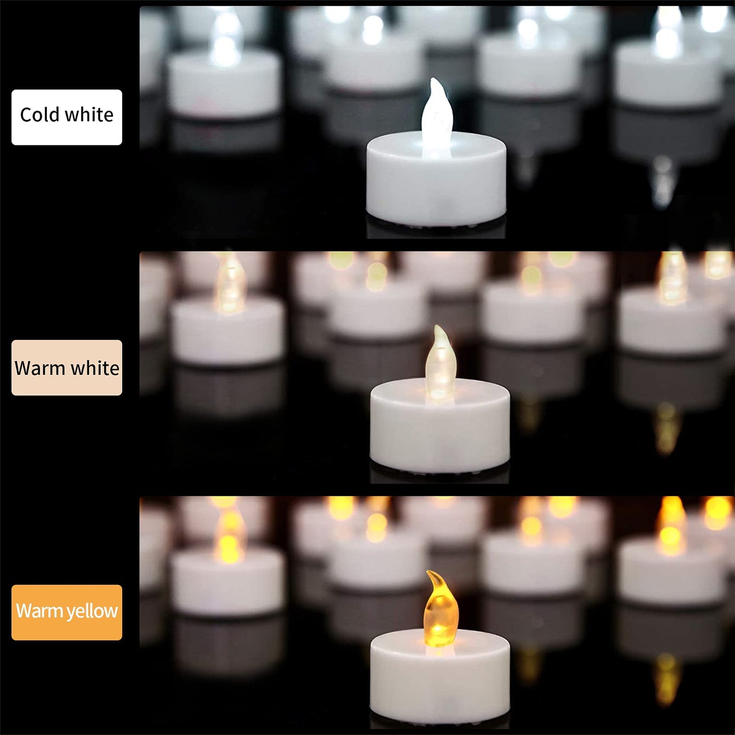VETOUR LED Tea Lights Candles Battery Operated :50PCS Flickering Fake Tealights 200 Hours Last Electric Candle for Votives,Festival celeration Thanksgiving,Hallween,Christmas (Cool White Light)