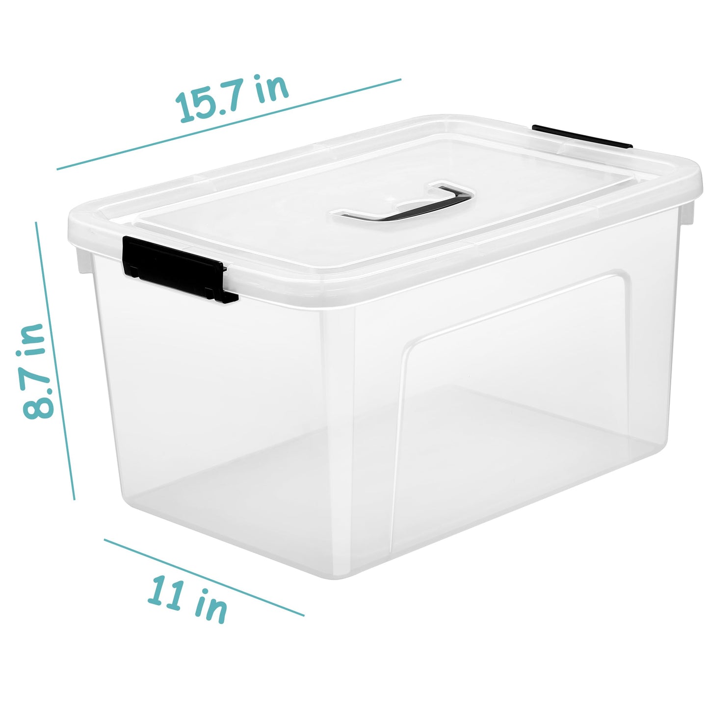 JUJIAJIA 19 Quart Plastic Storage Bins with Lids, 6-Pack Stackable Clear Storage Organizing Box with Handle