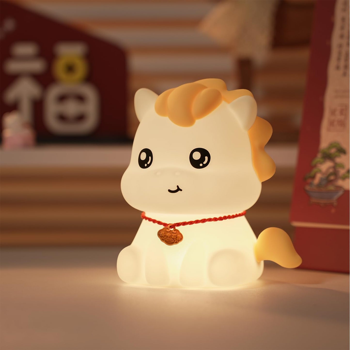 Yesinaly Rechargeable Silicone Cute Pony Night Light for Kids - Dimmable Touch Lamp for Nursery, Bedroom | Cute Baby Toddler Nightlight, Year of The Horse Gift (2026)