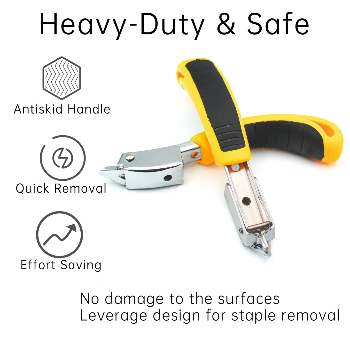 GEARLINTON Staple Remover Heavy Duty Staple Puller, Upholstery Tool Industrial Staple Remover for Furniture, Floor, Carpet, Carton (3 Pack, Yellow)