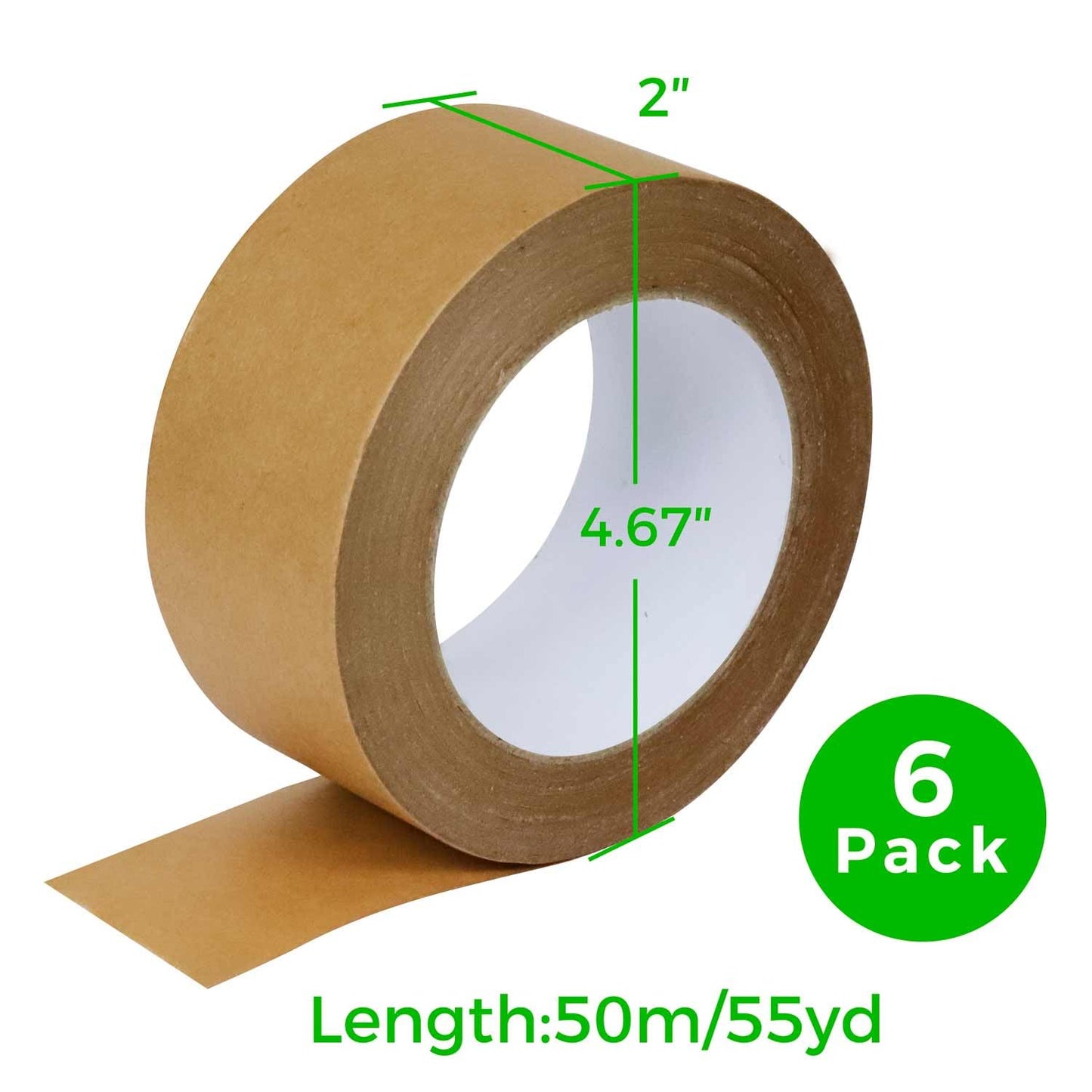 KMLYDGS 6 Rolls (2 inch x 55 Yard) Heavy Duty Kraft Paper Packing Tape – Premium Brown Packing Tape That's eco-Friendly, writable, and Perfect for Packing, Sealing & Masking