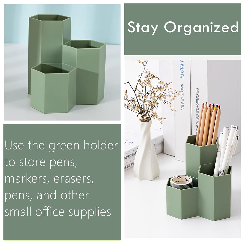 Saikvi Pencil Organizer Pen Holder for Desk Pens Cup Small Desk Organizer Cute Pen Holder for Office,School and Home (Green, 4)