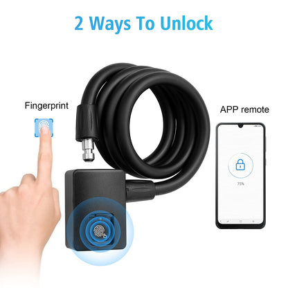 MYPIN Bluetooth Fingerprint Bike Lock, Anti-Theft, Waterproof, 1M Cable, IP65, Combination Lock, Fingerprint & Bluetooth Unlock, Heavy Duty