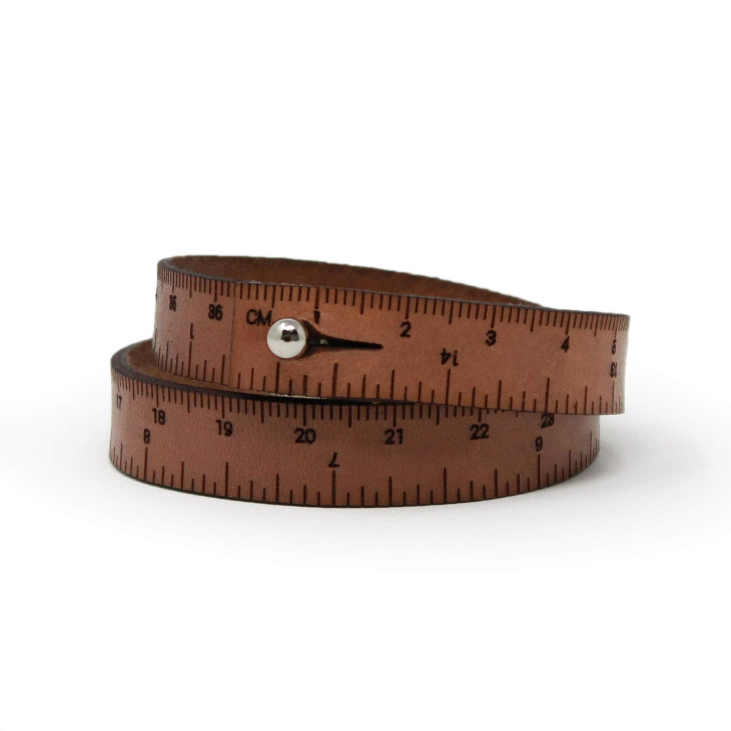 ILOVEHANDLES WRIST RULER Medium Brown 15"| Tape Measure Bracelet | Leather Cuff | Leather Wrap Bracelet | Sewing | Knitting | Crochet | Notion | Gift