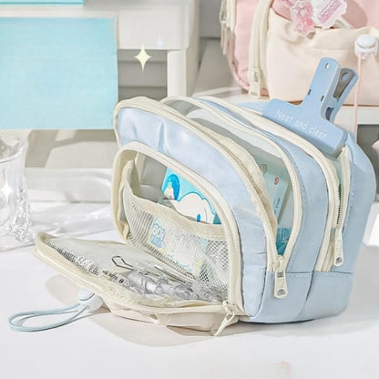Vobomo Pencil Case Big Capacity Pen Holder Large Opening Pencil Pouch Box Cute Aesthetic Drawstring Pen Case (Blueberry Blue)