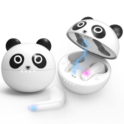 Kids Earbuds, Wireless Bluetooth Girls Boys Headphones with Microphones, 85dB Healthy Volume Control Protect Hearing, Lightweight, Waterproof, 30Hrs Playtime,Earphones for iPad Tablet Computers, Panda