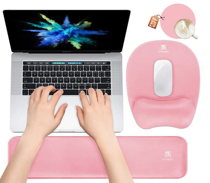 Memory Foam Set Wrist Rest Pad & Mouse Wrist Rest Support,Ergonomic Design for Office,Home,Laptop,Desktop Computer,Gaming Keyboard - Pink