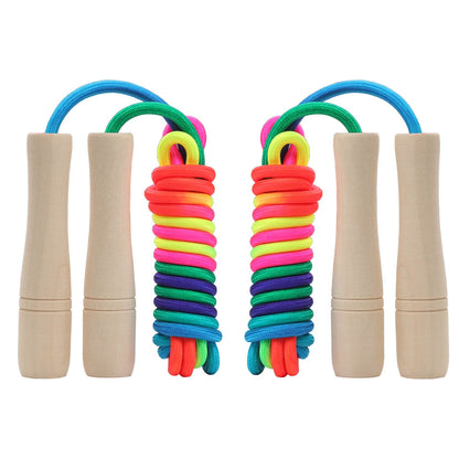 Jump Rope for Kids, Adjustable Toddler Jump Rope with Wooden Handle and Cotton Rope, Cute Skipping Rope for Boys and Girls Fitness Workout Exercise 8.5 Ft(Pink)