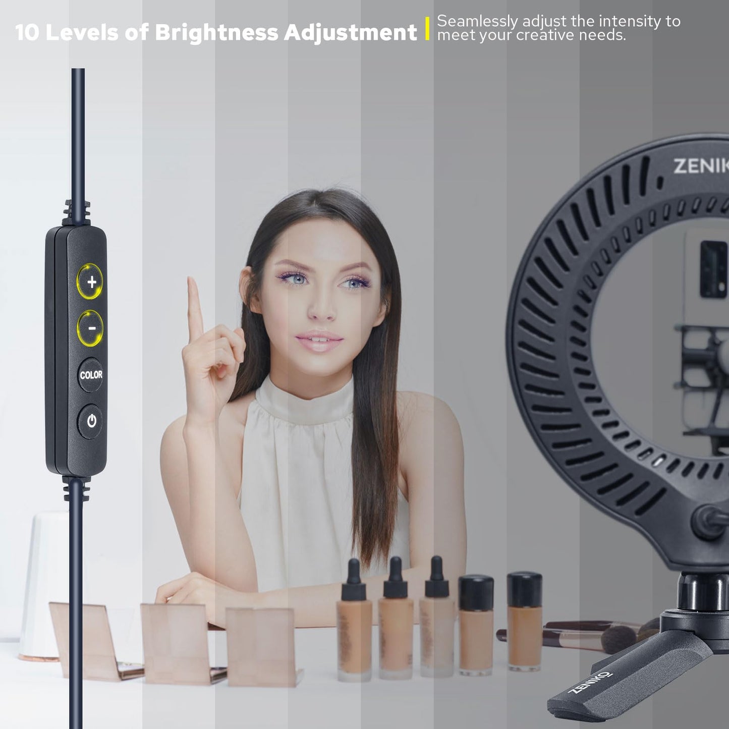 ZENIKO CR5 Video Conference Lighting Kit, 5" Ring Light Clip on Laptop Monitor, Desk Light with Stand Tripod, Bi-Color CRI >95 for Webcam Lighting, Zoom Lighting, Broadcasting, Live Streaming