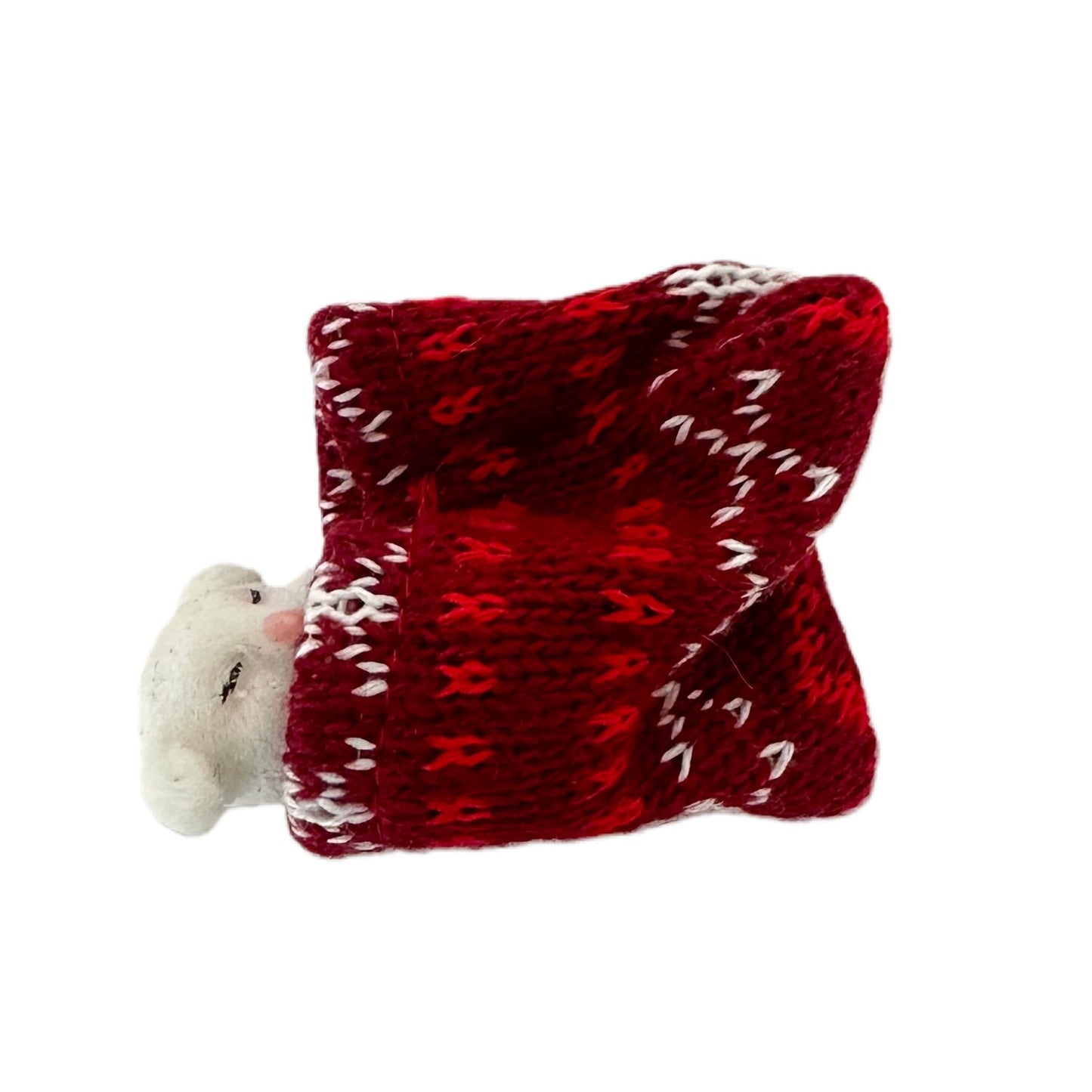 Nature's Mark Miniature White Puppy in Red Knit Stocking Christmas Ornament – 2.4-Inch Festive Dog Lover’s Holiday Decor, Cozy Knitted Fabric Hanging Puppy Decoration