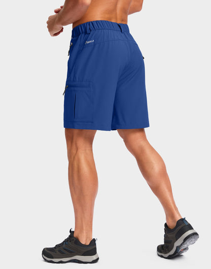 Pudolla Men's Hiking Cargo Shorts Lightweight 7" Travel Casual Shorts for Men Golf Work Outdoor with 5 Zipper Pockets(Royal Blue 3X-Large)
