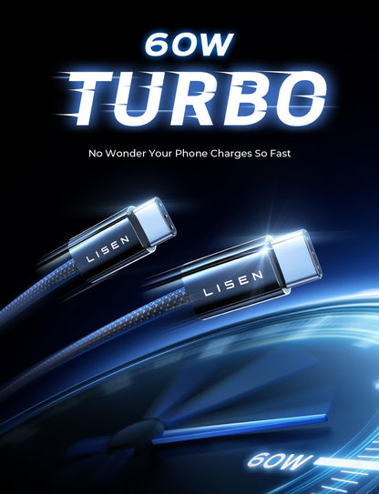 LISEN for iPhone 16 15 USB C to USB C Fast Charging, 60W USB C Cable Type C Fast Charging Cable for iPhone 16 15,Samsung Galaxy S25 Ultra Plus S24 S23 iPad Pro 13 12.9inch, iPad Air 5,White 3Pack 6FT