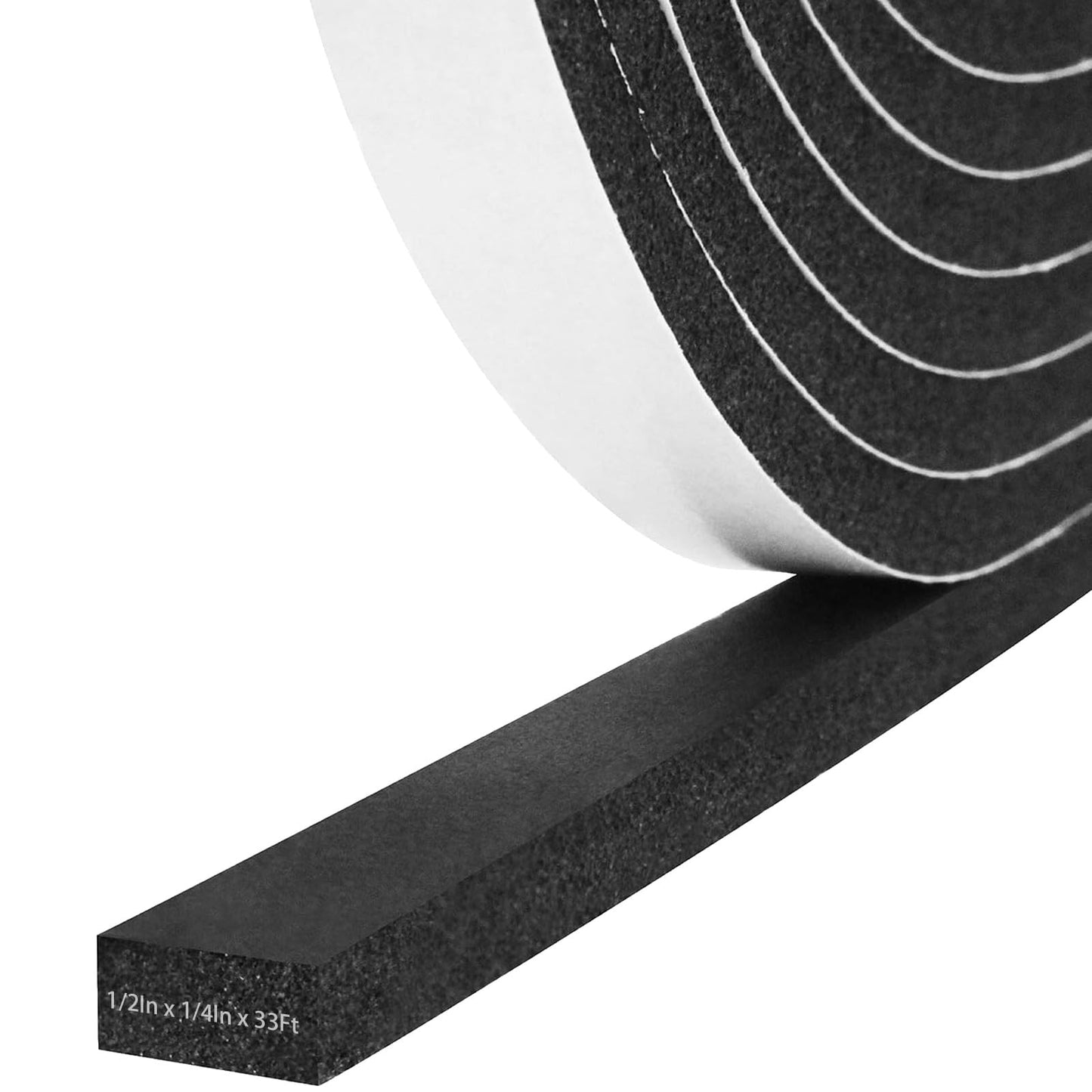 Storystore Foam Insulation Tape Self Adhesive, 1/2In x 1/4In x 33Ft Weather Stripping for Doors and Windows, Sound Proof Soundproofing Door Seal, Weatherstrip, Air Conditioning Seal Strip