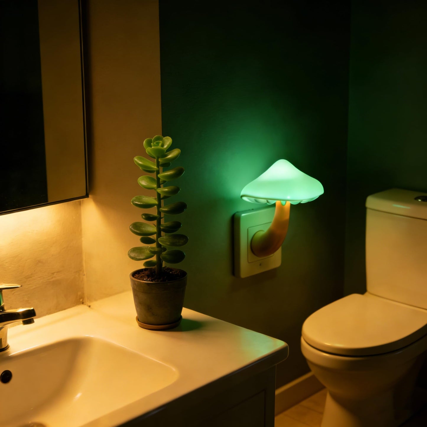 AUSAYE 4 Pack Mushroom Night Light Plug in Sensor Light, Color Changing Lamp LED Nightlights for Kids, Adults, Bedroom, Bathroom,Hallway, Stairs, Kitchen