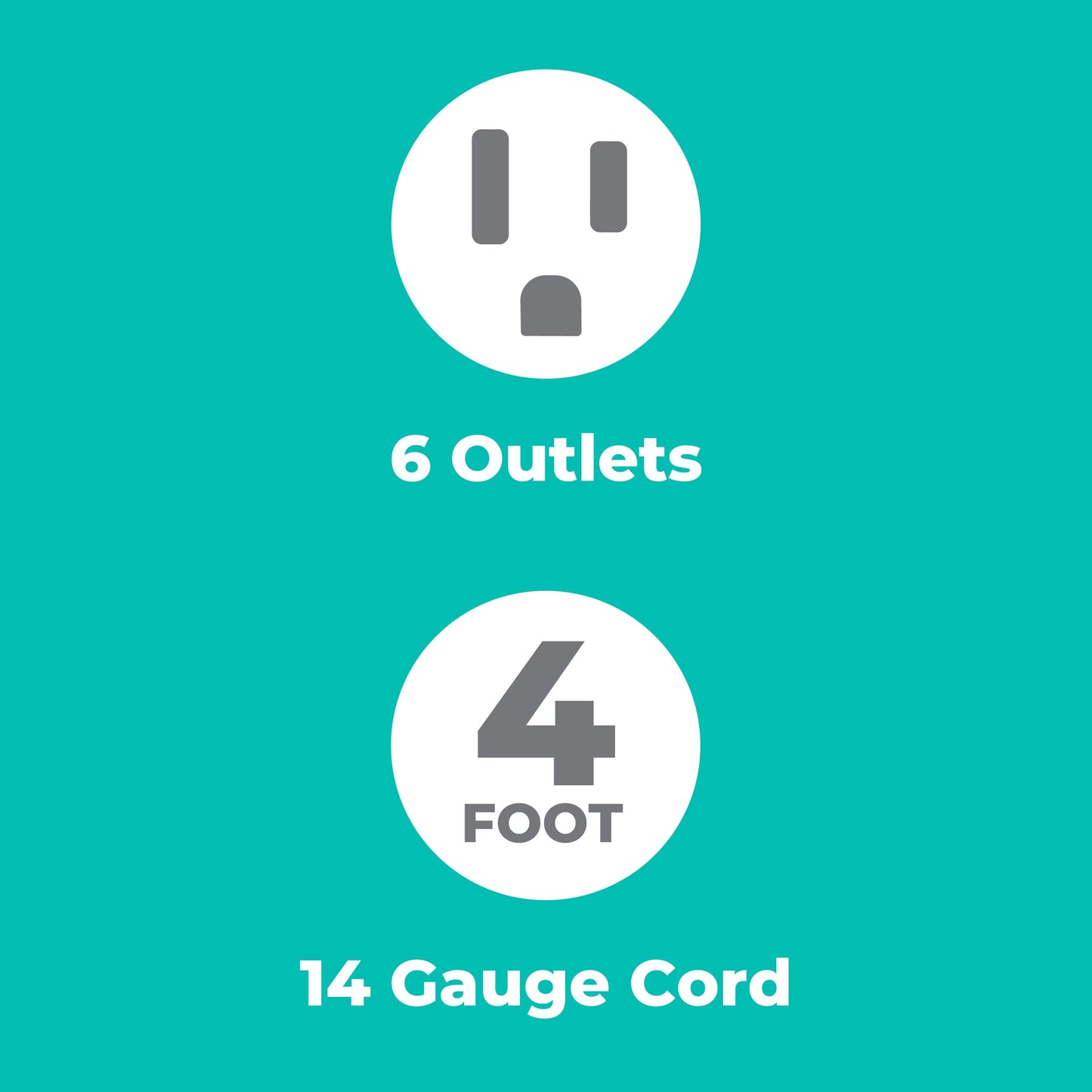 KMC 6-Outlet Surge Protector Power Strip 2-Pack, 900 Joules, 4-Foot Extension Cord, Overload Protection, Black