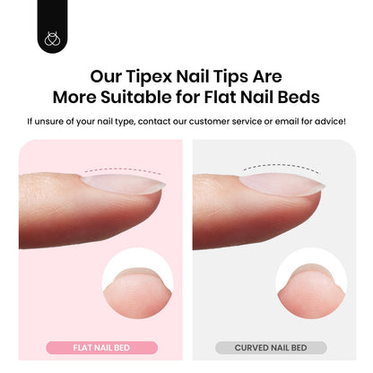 Beetles Tipex Gel Nail Kit, Medium Almond Nail Tips 224 Pcs 16 Sizes Pre-Building Pre-Etched Thick Acrylic Tips with Tipex Glue, Mini Lamp