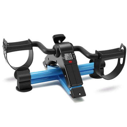 Folding Exercise Bike Pedal Exerciser Portable Desk Bike with LCD Display for Arms and Legs Workout (BLUE)