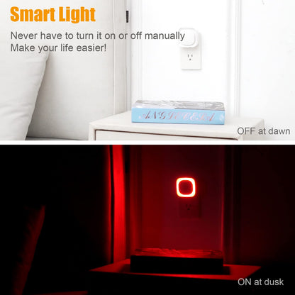 YUNLEX 2 Pack Plug in Dimmable Red Night Light, Auto Dusk to Dawn Sensor, LED Night Light, Soft Glow, Diffused Light, for Baby Nursery, Kids, Bathroom, Hallway, Bedroom, Kitchen, as Gifts