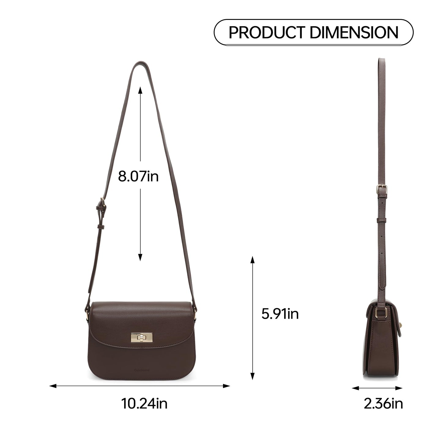 Goinsound Small Shoulder Bag for Women Vegan Leather Crossbody Bag Trendy Clutch Purse With Long Adjustable Strap, Coffee