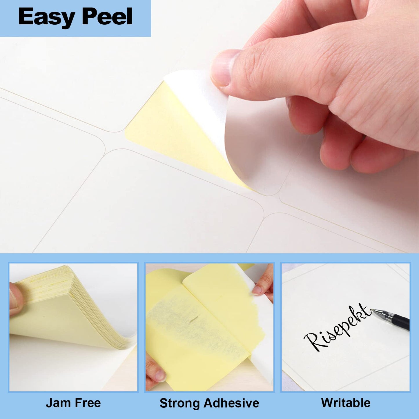 Risepekt 600 Pcs 6 Up Labels,4" x 3-1/3" Shipping Address Labels for Laser & Inkjet and Copier Printer, 100 Sheets 6 Labels per Page Sheets Blank Mailing Labels, 6 per Sheet Barcode Labels Sticker