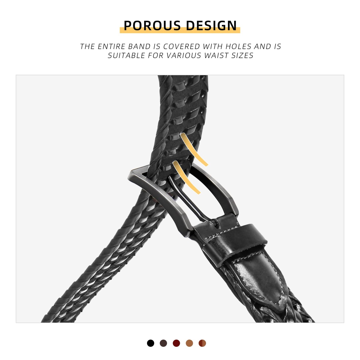 CHXRRPGC Mens Braided Leather Belt Everyday Casual Woven Belts for Men Fit Casual Golf Pants Jeans