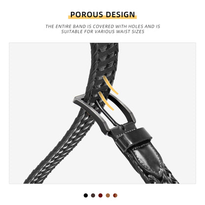 CHXRRPGC Mens Braided Leather Belt Everyday Casual Woven Belts for Men Fit Casual Golf Pants Jeans