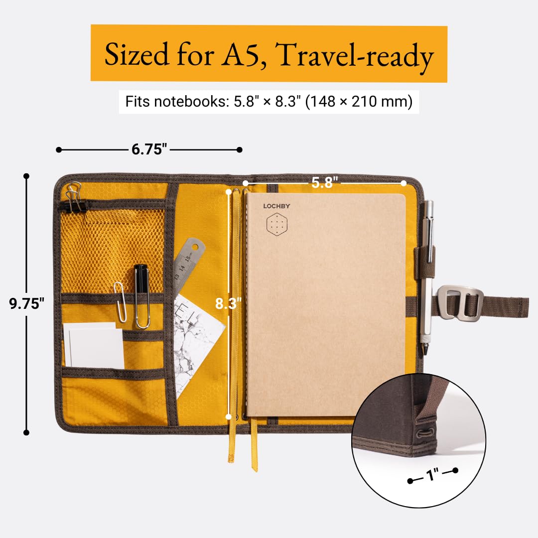 LOCHBY® Field Journal | Planner Cover | Water Resistant Waxed Canvas | Pen Loop | Included Tomoe River Notebook | Perfect for Travel, Art, Bullet Journal