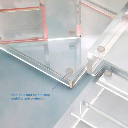 EXPUTRAN Clear Acrylic Desk Organizer 4-Piece Desk Kit + Free Complimentary Acrylic Ruler, Desktop Organization for Office or Home