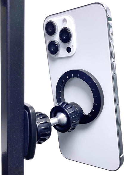 Gym Magnetic Phone Holder Mount for MagSafe, [Upgraded Metal & 360° Adjustable] Dual Magnetic Phone Holder for Gym Workout Compatible with iPhone 17/16/15/14/13/12 Series