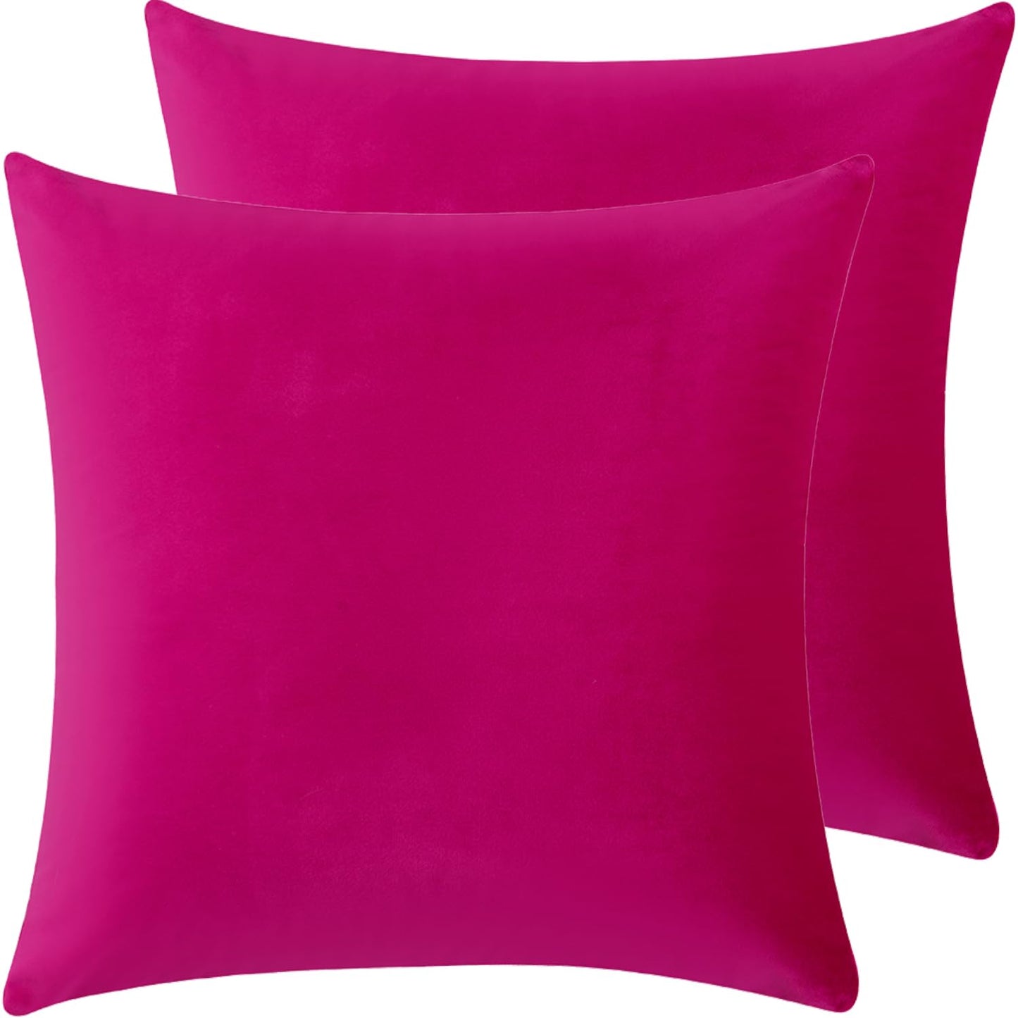 HERAYLI Velvet Decorative Throw Pillow Covers, Soft Square Cushion Case Home Decor for Living Room Couch Bed Sofa, Set of 2 Pack, Hot Pink, 20x20 Inch