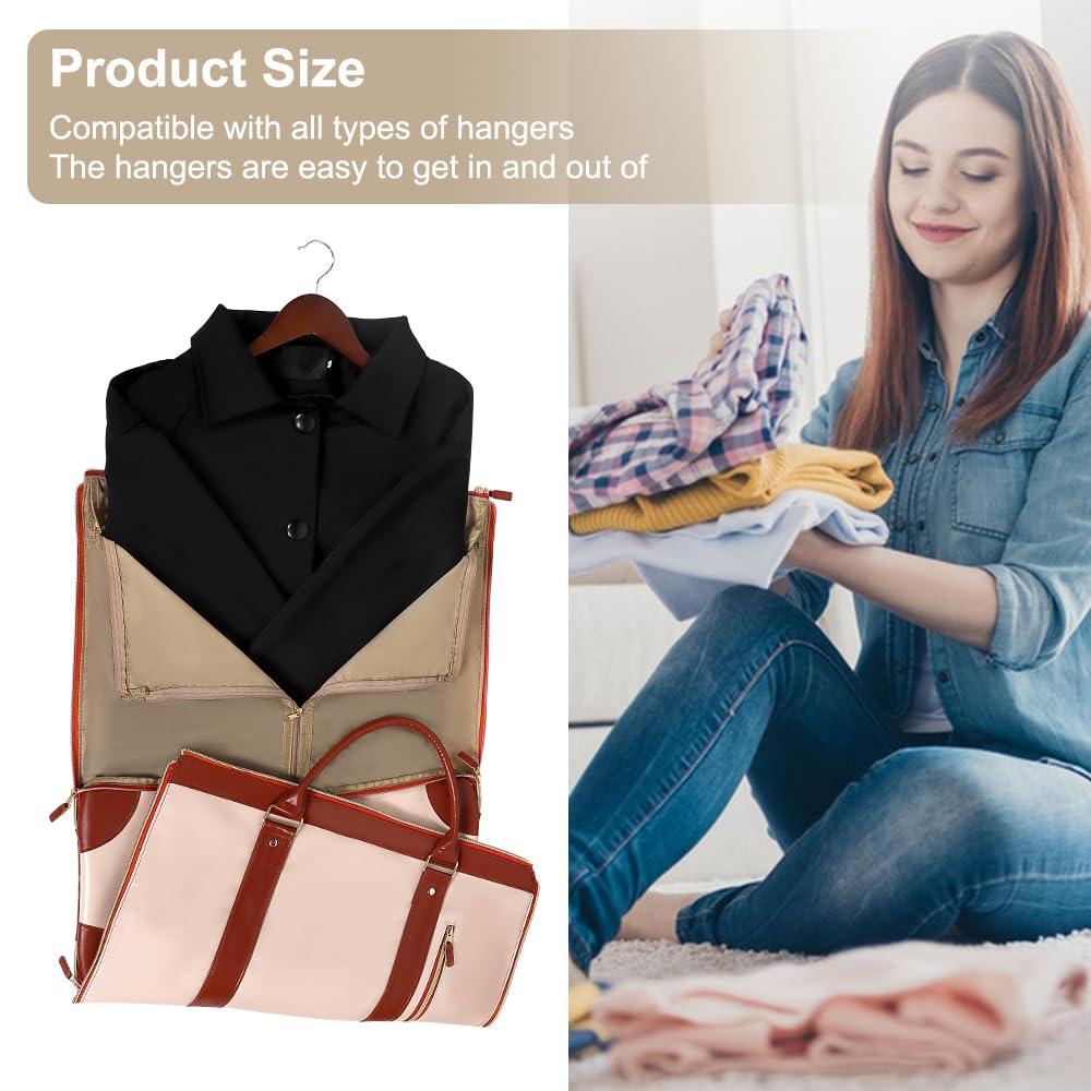 Convertible Garment Duffle Bag for Travel, Carry On Garment Bag with Shoe Pouch, PU Leather, 2 in 1 Hanging Suit Travel Bags Large Weekender Overnight Bags for Women Men (Pink)