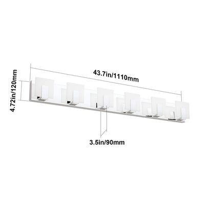 Aipsun 6 Lights Dimmable Modern LED Bathroom Vanity Light Acrylic Stainless Steel Chrome Up and Down Bathroom Wall Light Over Mirror(White Light 6000K)