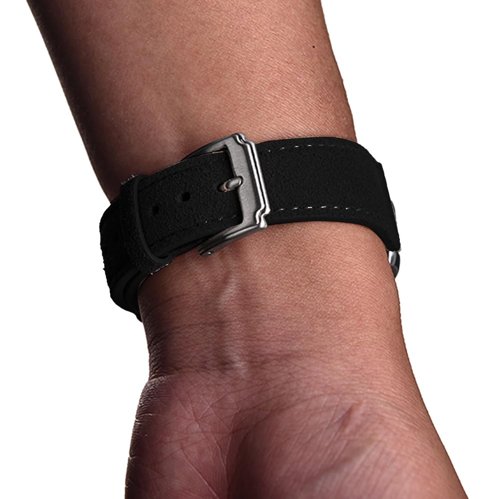 JWNSPA Unisex 18mm 19mm 20mm 22mm Super Soft Suede Leather Watch Band Quick Release Lightweight Watch Strap (Black, 18mm)
