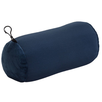 Wolf Essentials Microbead Bolster Tube Travel Pillow - Compact Neck Roll Pillow for Airplane, Car, or Home - Soft Lumbar Support Pillow - Navy
