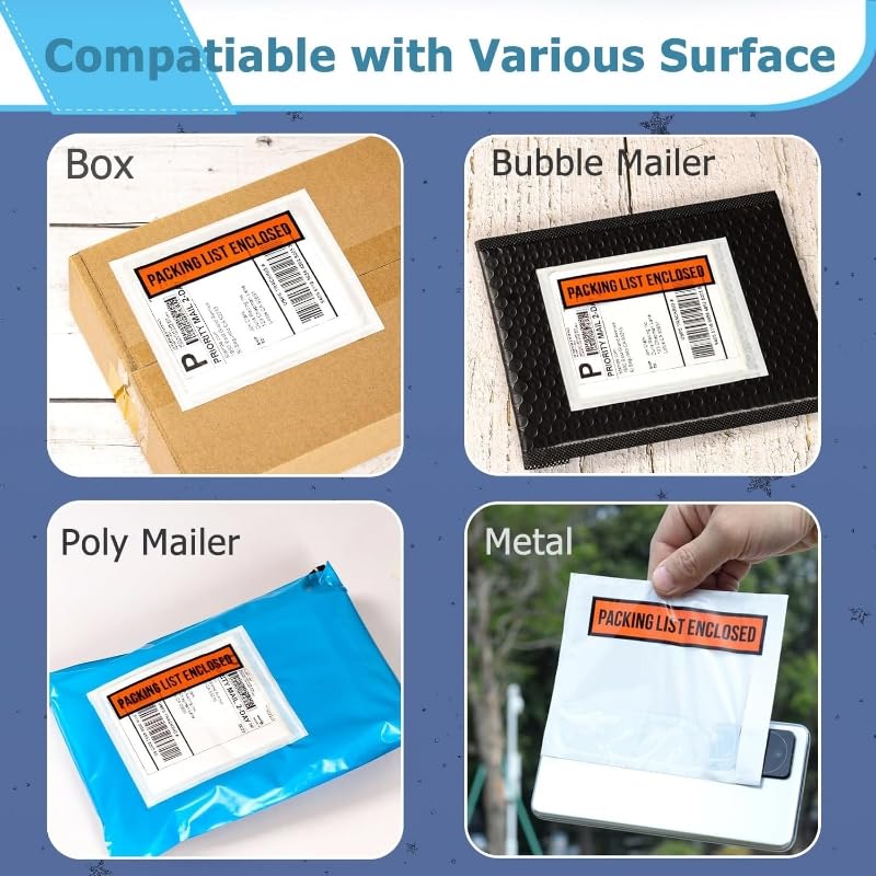 1000pcs 7.5"x5.5" Packing List Envelopes Self-seal Packing Slip Envelope Pouches Shipping Label Sleeves Top Loading Packing List Enclosed Bags.