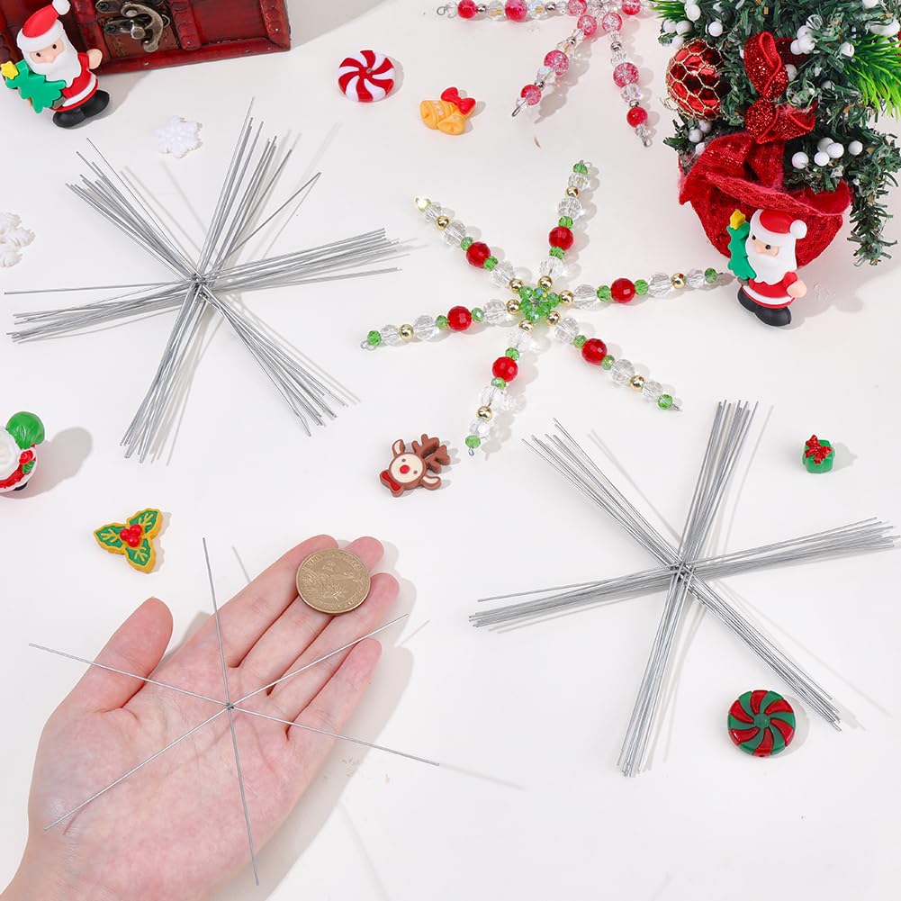 SUNNYCLUE 30Pcs Wire Snowflake Frame Snowflake Ornaments Bulk Iron Winter Decor Alloy Holiday Xmas Christmas Beaded Ornaments Wire for Making Party Beading Project Decorations DIY Crafting Supplies