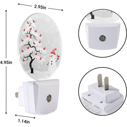 EKOBLA Snowman Night Light, Winter Snowflake and Cardinal Plug into Wall with Dusk to Dawn Sensor, 0.5W LED Energy Saving Nightlight for Kids Men Women Holiday Gift