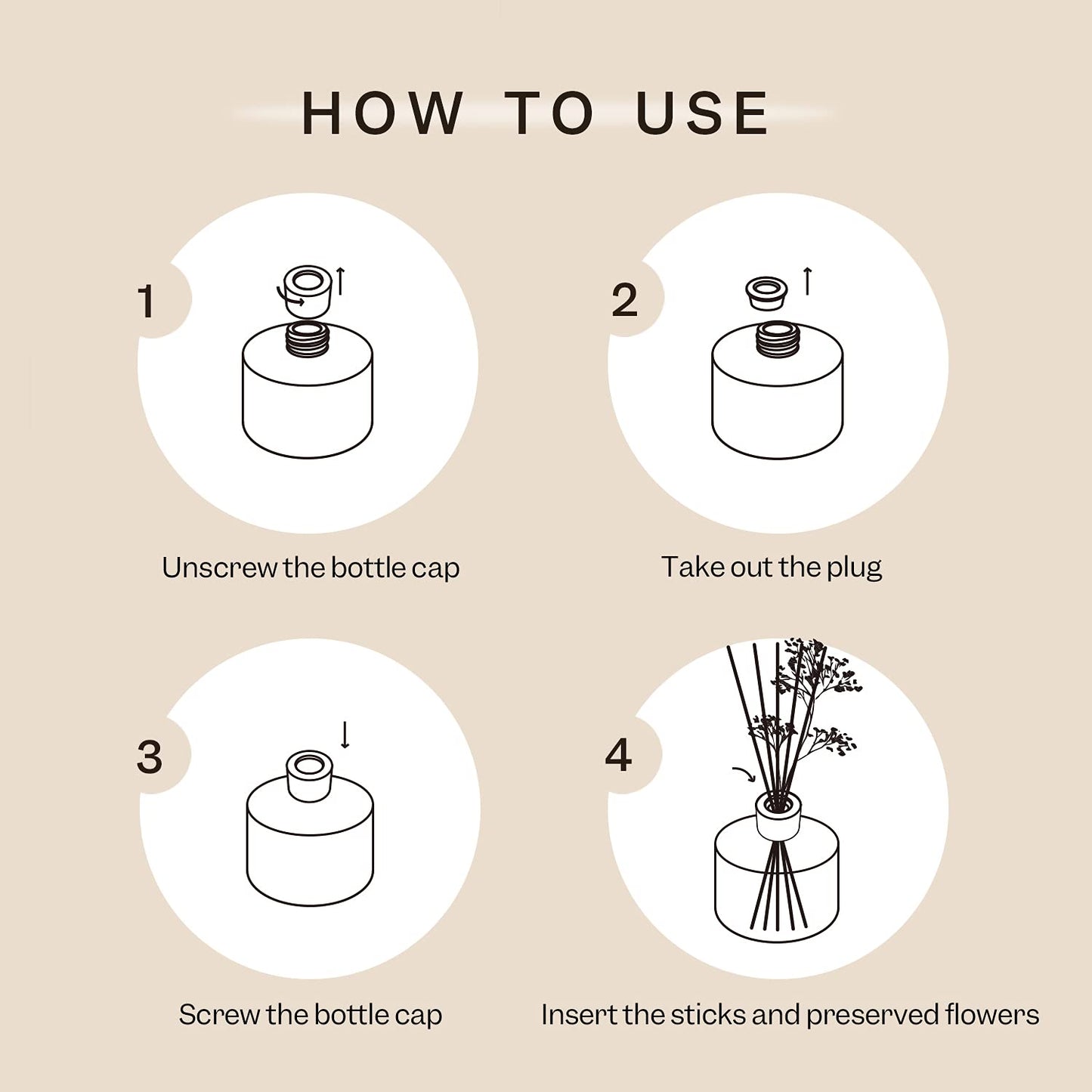 Cocorrína Premium Reed Diffuser Set with Preserved Baby's Breath & Cotton Stick Lavender Thyme | 6.76 Fl.oz Scent Diffuser for Bedroom Bathroom Home Décor