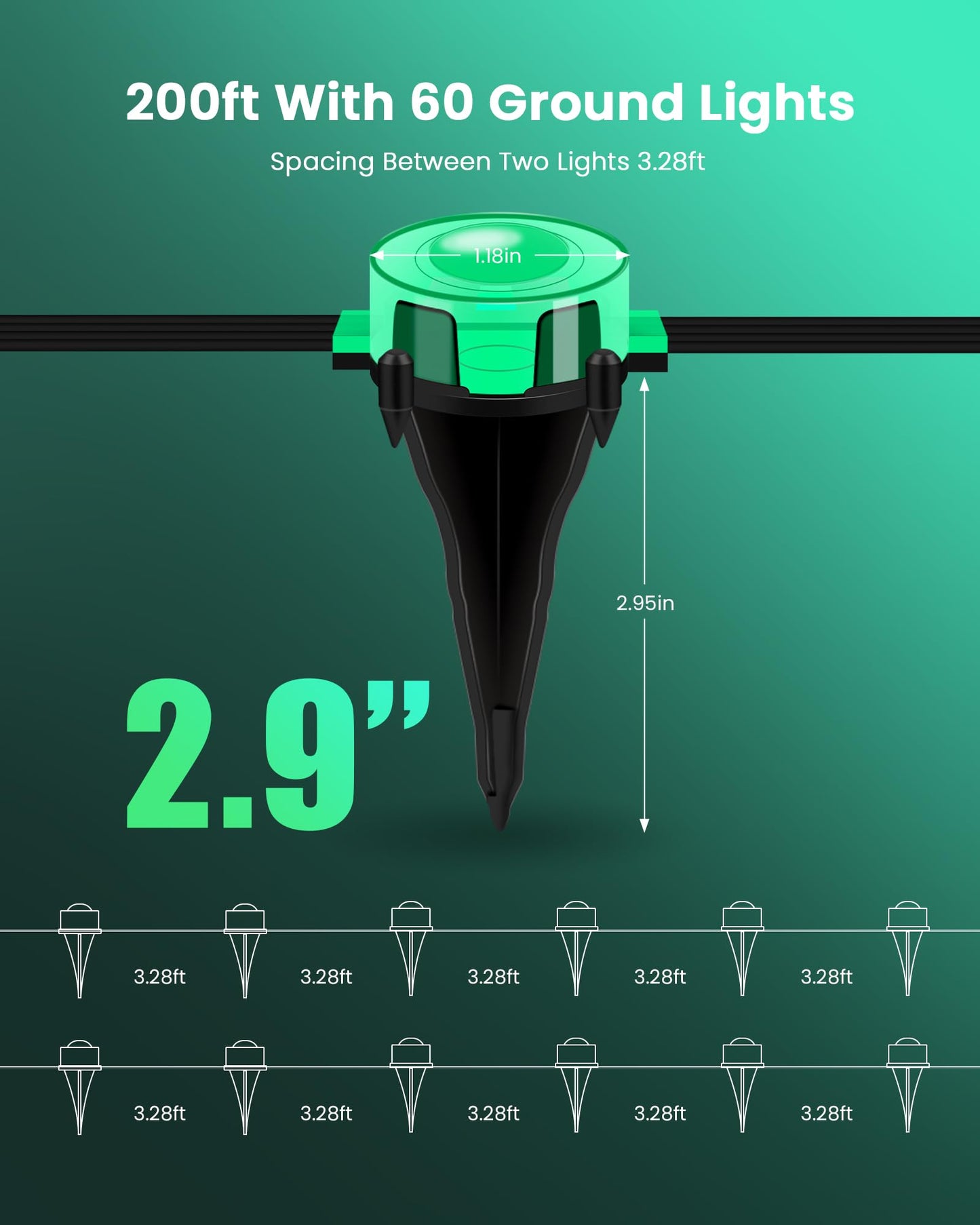 KISUFU 200ft RGB+CCT Permanent Outdoor Lights for House, 24V 60W IP67 Outdoor Ground Lights, 60-Pack Pathway Light for Valentine Christmas Garden Yard Walkway